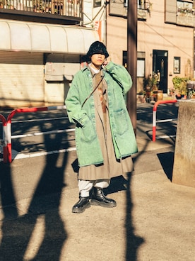 「アイテム（デニムジャケット、グリーン系）」を使った、J a C k Yさん（メンズ・174cm）の春コーディネート