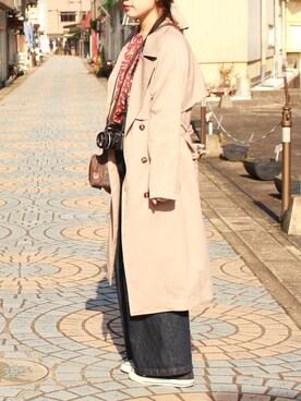 「archives（アルシーヴ）のアイテム（トレンチコート）」を使った、mikuさん（レディース・159cm）の秋コーディネート