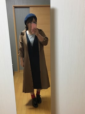 「着痩せ」｜「アイテム（ハンチング/ベレー帽）」を使った、mekkoさん（レディース・150cm）の秋コーディネート