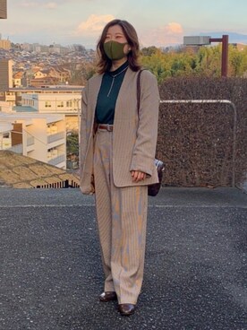 「ノーカラージャケット」｜☺︎sara☺︎さん（レディース・150cm）の冬コーディネート