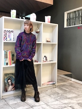 「ブラ袖」｜がま子さん（レディース・154cm）の冬コーディネート