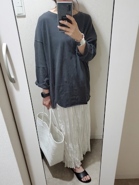 「URBAN RESEARCH（アーバンリサーチ）のプラカゴバッグ（トートバッグ、ホワイト系）」を使った、928imayaさん（レディース・154cm）の春コーディネート