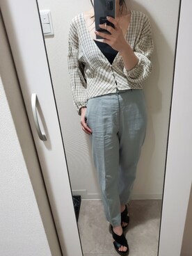 「シア―ブラウス」｜「アイテム（スラックス）」を使った、928imayaさん（レディース・154cm）の春コーディネート