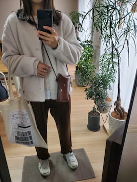 「サテンパンツ」｜「アイテム（ノーカラージャケット）」を使った、928imayaさん（レディース・154cm）の秋コーディネート