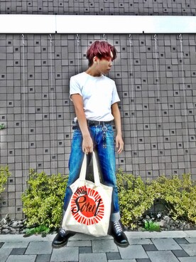 「UNIQLO（ユニクロ）のMEN スーピマコットンクルーネックT（半袖）A（Tシャツ/カットソー、ホワイト系）」を使った、Daikiさん（メンズ・170cm）の夏コーディネート