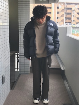 「THE NORTH FACE（ザノースフェイス）のアイテム（その他アウター、ブラック系）」を使った、Daikiさん（メンズ・170cm）の冬コーディネート