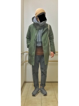 「MONKEY TIME（モンキータイム）のアイテム（モッズコート）」を使った、HFさん（メンズ・177cm）の冬コーディネート
