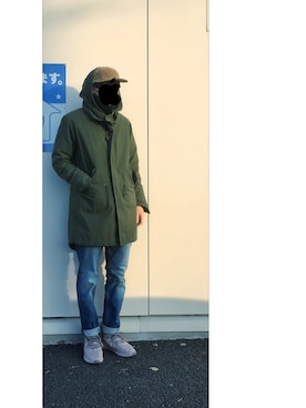 「SEVENDAYS=SUNDAY（セブンデイズサンデイ）のアイテム（キャップ）」を使った、HFさん（メンズ・177cm）の冬コーディネート