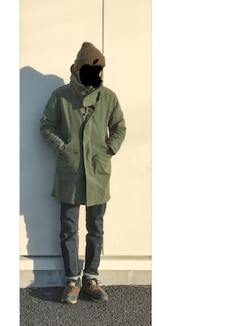 「グラミチ」｜「アイテム（モッズコート）」を使った、HFさん（メンズ・177cm）の冬コーディネート