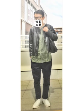 「Simplicite（サンプリシテ）のアイテム（シューズ）」を使った、HFさん（メンズ・177cm）の春コーディネート