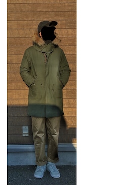 「SEVENDAYS=SUNDAY（セブンデイズサンデイ）のアイテム（キャップ）」を使った、HFさん（メンズ・177cm）の冬コーディネート