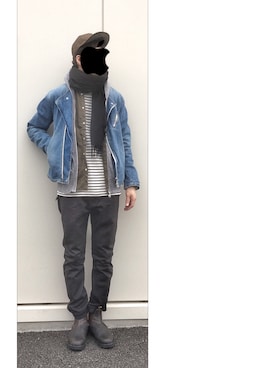 「MONKEY TIME（モンキータイム）のアイテム（デニムジャケット）」を使った、HFさん（メンズ・177cm）の春コーディネート