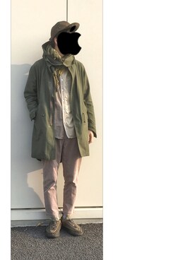 「MONKEY TIME（モンキータイム）のアイテム（モッズコート）」を使った、HFさん（メンズ・177cm）の春コーディネート