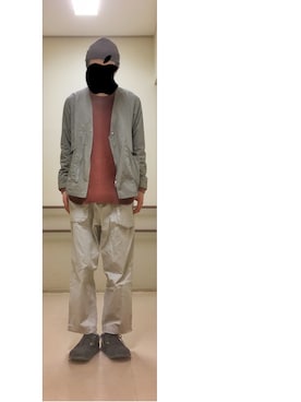 「オフホワイト」｜「アイテム（ニットキャップ/ビーニー）」を使った、HFさん（メンズ・177cm）の春コーディネート
