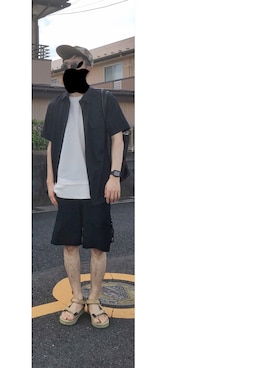「ブラック×ホワイト」｜「アイテム（キャップ）」を使った、HFさん（メンズ・177cm）の秋コーディネート