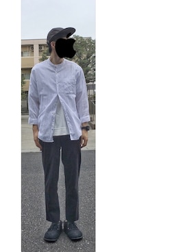 「ブラック×ホワイト」｜「アイテム（キャップ）」を使った、HFさん（メンズ・177cm）の秋コーディネート