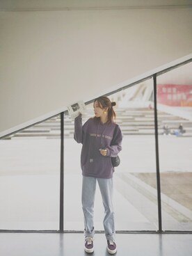 「唐狮のアイテム（パーカー、パープル系）」を使った、dooooooriaさん（レディース・167cm）の秋コーディネート