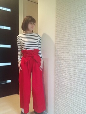 「UNIQLO（ユニクロ）のアイテム（Tシャツ/カットソー、ホワイト系）」を使った、ゆうこりんさん（レディース・160cm）の夏コーディネート