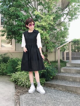 「マーマレードのアイテム（ワンピース、ブラック系）」を使った、ゆうこりんさん（レディース・160cm）の夏コーディネート