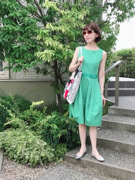「マーマレードのアイテム（ワンピース、グリーン系）」を使った、ゆうこりんさん（レディース・160cm）の夏コーディネート