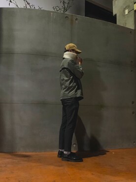 「アイテム（スタジャン、グレー系）」を使った、songさん（メンズ・179cm）の冬コーディネート