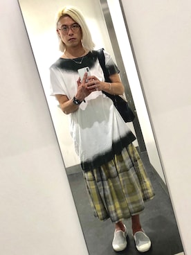 「Champion（チャンピオン）のアイテム（スニーカー）」を使った、しんさん（メンズ・173cm）の夏コーディネート