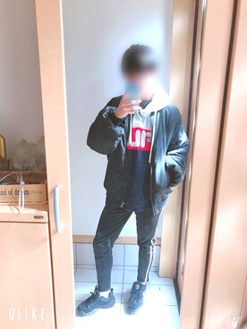 「FILA（フィラ）のアイテム（パーカー）」を使った、ゆーと相互さん（メンズ・170cm）の冬コーディネート