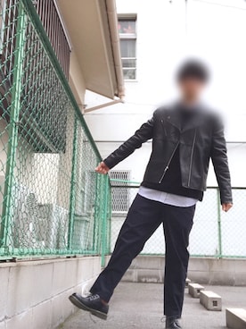 「WEGO（ウィゴー）のアイテム（ライダースジャケット）」を使った、ゆーと相互さん（メンズ・170cm）の春コーディネート