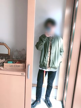 「ロールアップ」｜「アイテム（MA-1）」を使った、ゆーと相互さん（メンズ・170cm）の春コーディネート