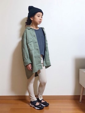 「ニコアンド」｜「アイテム（ニットキャップ/ビーニー）」を使った、yreyre ☾⋆ ̊さん（キッズ・128cm）の秋コーディネート