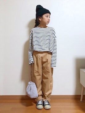 「antiqua」｜「アイテム（ニットキャップ/ビーニー）」を使った、yreyre ☾⋆ ̊さん（キッズ・128cm）の秋コーディネート