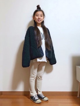 「BRANSHES（ブランシェス）のアイテム（ノーカラージャケット）」を使った、yreyre ☾⋆ ̊さん（キッズ・128cm）の秋コーディネート