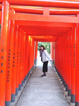 「titivate（ティティベイト）のﾘﾊﾞｰｼﾌﾞﾙﾁｪｽﾄｼﾞｯﾌﾟﾎﾞｱﾌﾞﾙｿﾞﾝ（ブルゾン、ホワイト系）」を使った、mmmさん（レディース・155cm）の冬コーディネート