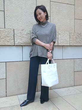 「MASTER&Co（マスターアンドコー）のアイテム（トートバッグ）」を使った、軍地　オデット エ オディール スタッフさん（レディース・160cm）の冬コーディネート