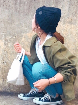 「アイラブCONVERSE」｜cocoさん（レディース・153cm）の秋コーディネート