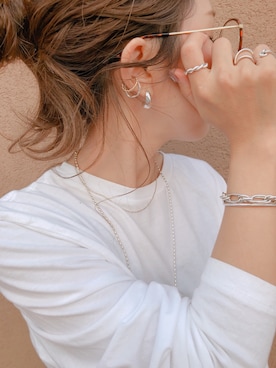 「PT（ピーティ）のアイテム（ピアス（両耳用））」を使った、cocoさん（レディース・153cm）の秋コーディネート