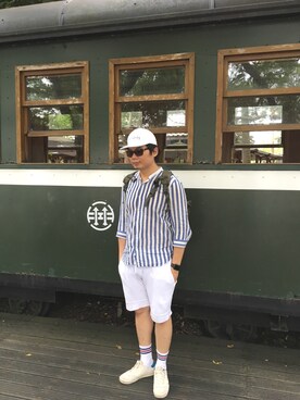 「HARE（ハレ）のアイテム（ソックス/靴下）」を使った、JeffCさん（メンズ・180cm）の夏コーディネート