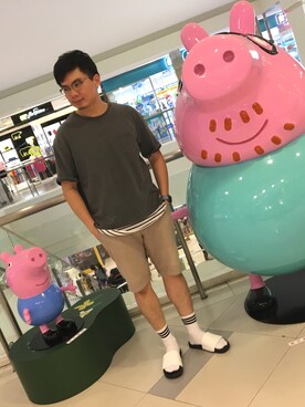 「HARE（ハレ）のアイテム（ソックス/靴下）」を使った、JeffCさん（メンズ・180cm）の夏コーディネート