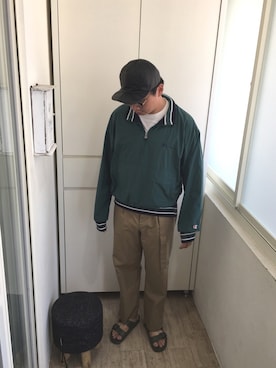 「Champion（チャンピオン）のアイテム（スタジャン）」を使った、JeffCさん（メンズ・180cm）の夏コーディネート