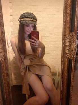 「Julia Boutique（ジュリアブティック）のアイテム（帽子）」を使った、りなち(菅原里奈)さん（レディース・156cm）の秋コーディネート