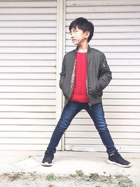 「ZARA KIDS」｜「アイテム（ブルゾン）」を使った、y_styleさん（キッズ・123cm）の冬コーディネート