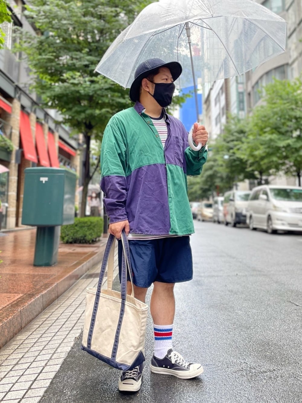 その他のシャツ/ブラウス、ブルー系のTシャツ/カットソー、ブルー系のその他パンツを着用したメンズの夏コーディネートの1枚目の写真