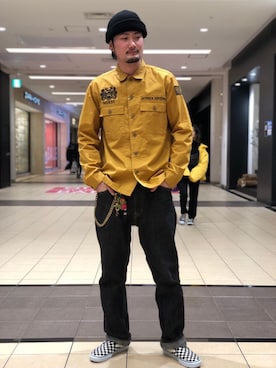 「AVIREX（アヴィレックス）のアイテム（ウォレットチェーン）」を使った、もりこさん（メンズ・175cm）の冬コーディネート