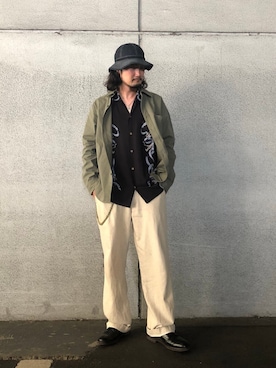 「アロハシャツ」｜もりこさん（メンズ・175cm）の夏コーディネート