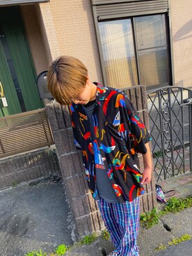 「ROLLING CRADLE（ローリングクレイドル）のアイテム（Tシャツ/カットソー）」を使った、まるおしさん（レディース・160cm）の夏コーディネート