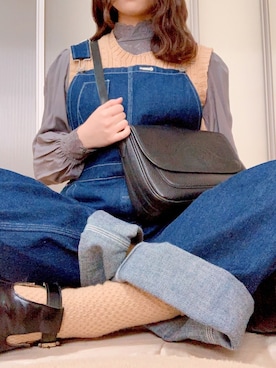 「LENO（リノ）のアイテム（サロペット/オーバーオール）」を使った、unaさん（レディース・156cm）の春コーディネート