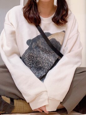 「Lee（リー）のアイテム（スウェット、ホワイト系）」を使った、unaさん（レディース・156cm）の春コーディネート