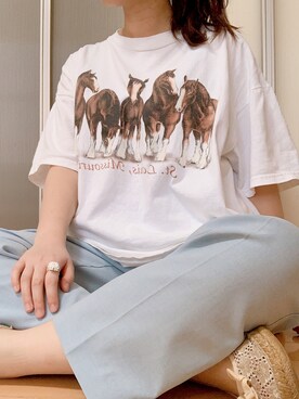 「no brand（ノーブランド）のアイテム（バレエシューズ、ホワイト系）」を使った、unaさん（レディース・156cm）の春コーディネート