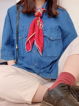 「マリン」｜「アイテム（その他シューズ）」を使った、unaさん（レディース・156cm）の春コーディネート