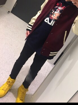 「Design Tshirts Store graniph（デザイン　ティーシャツ　ストア　グラニフ）のアイテム（ジャケット/アウター）」を使った、Tsu✿さん（メンズ・159cm）の秋コーディネート